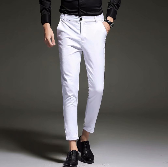 Fashion New High Quality Cotton Men Pants Straight Male Classic Business Casual Trousers Nine points