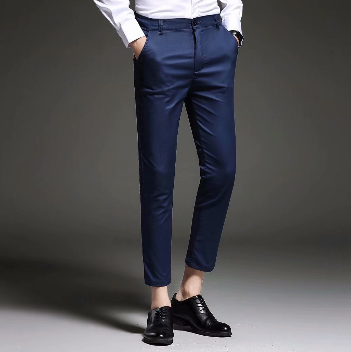 Fashion New High Quality Cotton Men Pants Straight Male Classic Business Casual Trousers Nine points