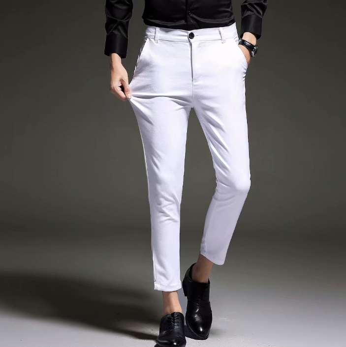 Fashion New High Quality Cotton Men Pants Straight Male Classic Business Casual Trousers Nine points