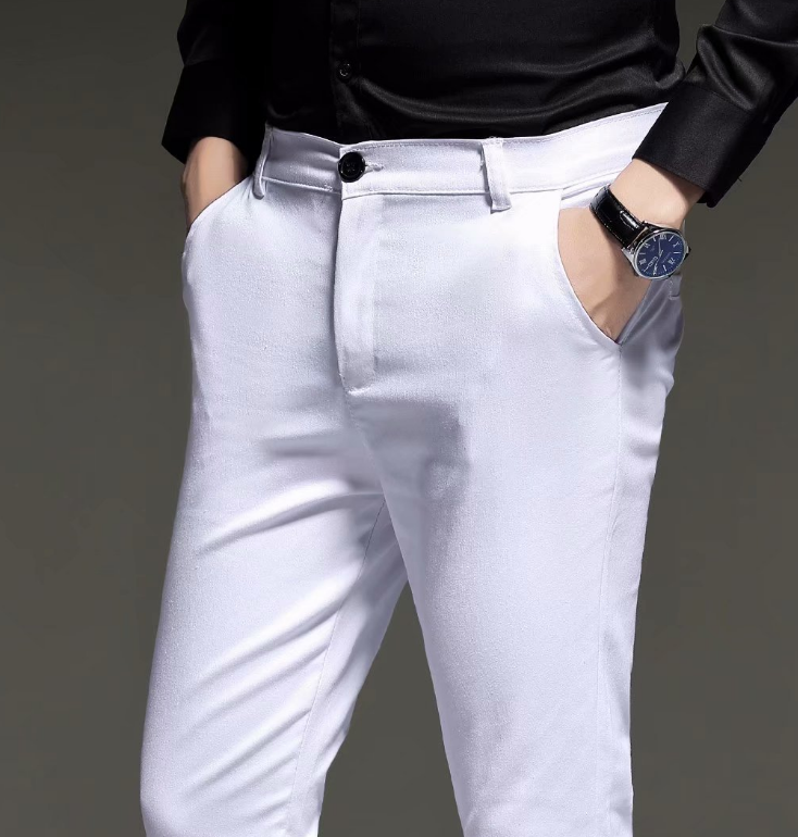 Fashion New High Quality Cotton Men Pants Straight Male Classic Business Casual Trousers Nine points