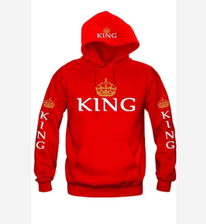 2019 KING Queen Crown Print Unisex Autumn Hoodies Slim Sweatshirt for Couple Lovers Hooded Pullovers