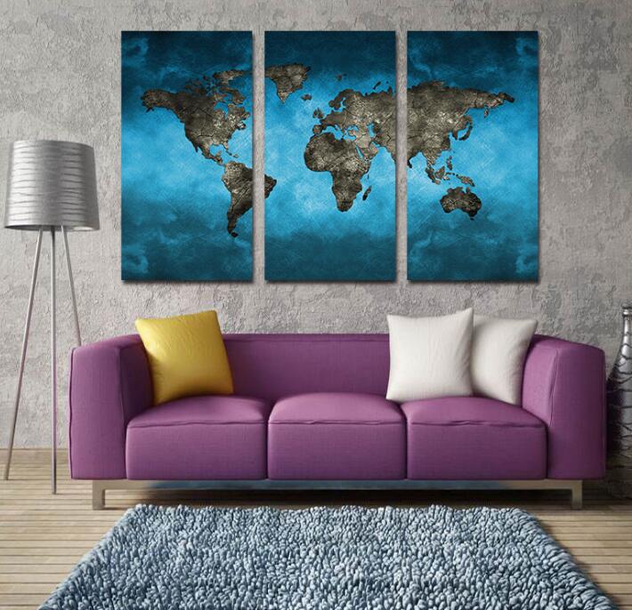 Home Decor Canvas Painting Map Wall Art Picture Canvas Prints Modern Wall Pictures for Room No Frame