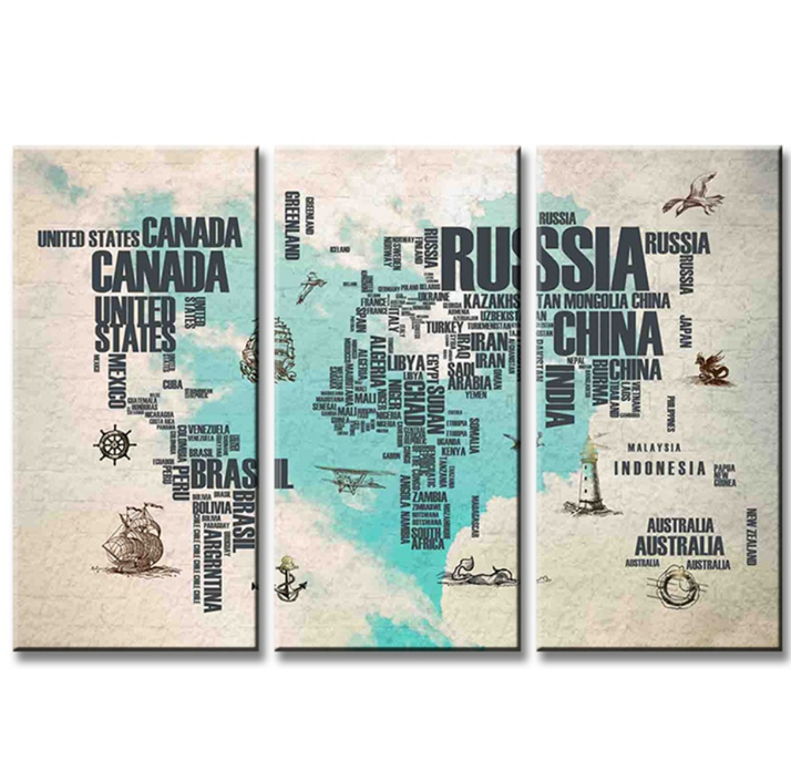 Home Decor Canvas Painting Map Wall Art Picture Canvas Prints Modern Wall Pictures for Room No Frame
