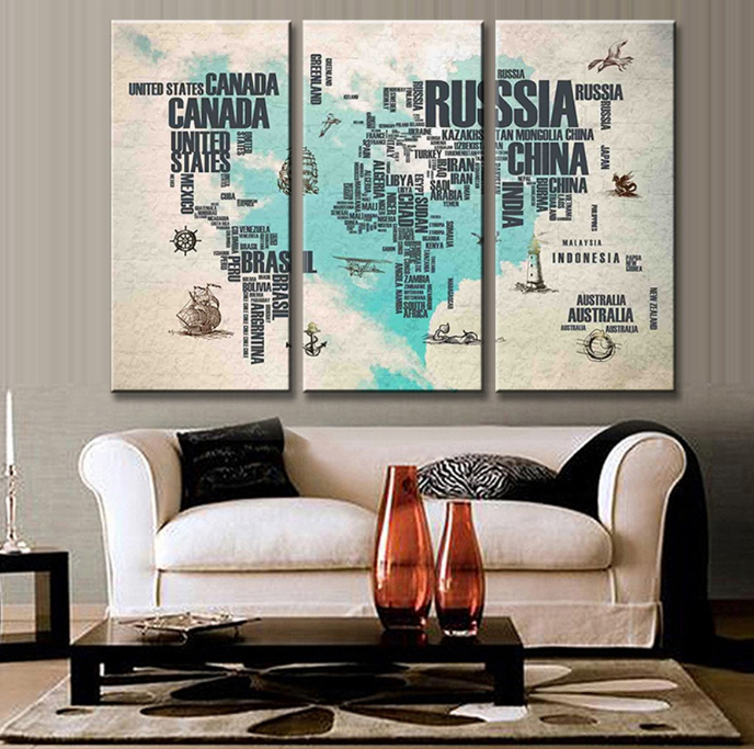 Home Decor Canvas Painting Map Wall Art Picture Canvas Prints Modern Wall Pictures for Room No Frame
