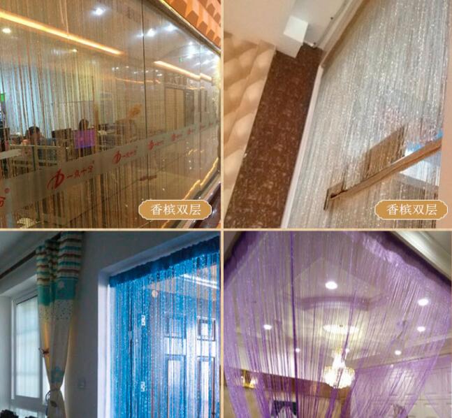 Door String Curtain 1mX2m Shiny Tassel Flash Line Window Curtain Valance Divider Decorative Wedding