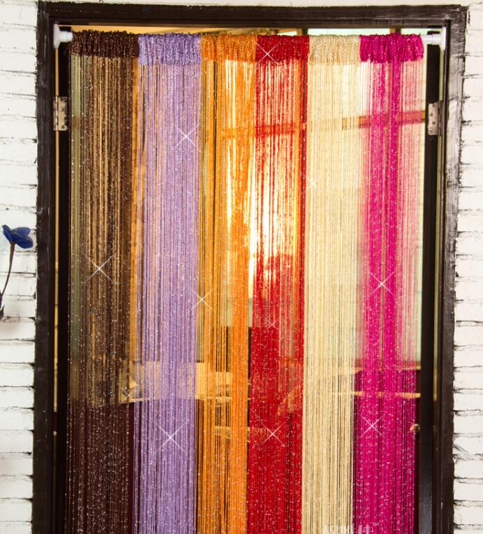 Door String Curtain 1mX2m Shiny Tassel Flash Line Window Curtain Valance Divider Decorative Wedding