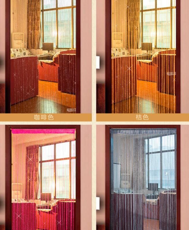 Door String Curtain 1mX2m Shiny Tassel Flash Line Window Curtain Valance Divider Decorative Wedding