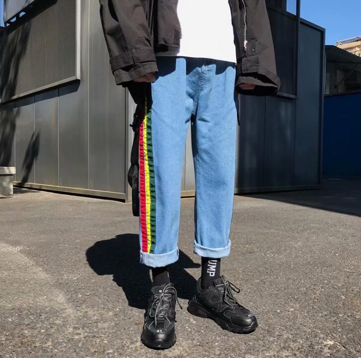 Men Stylish Ripped Jean Pants Biker Skinny Slim Straight Frayed Denim Trousers New Fashion Clothes