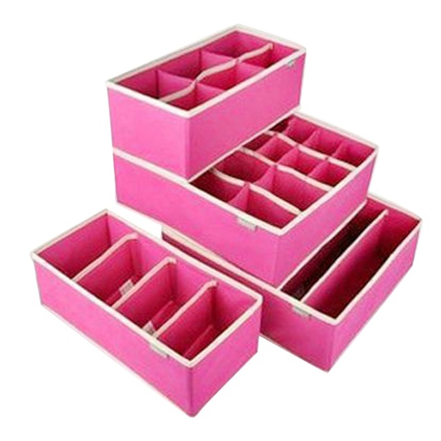 4PCS Storage Boxes Underwear Divider Drawer Lidded Closet Organizer Ropa Interior Organizador Ties