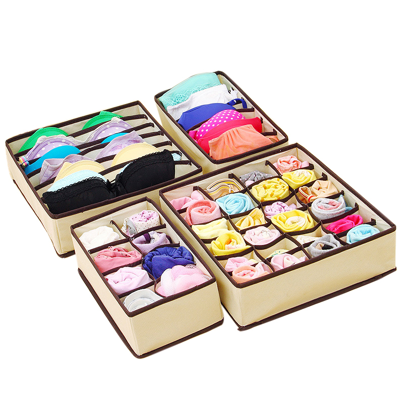4PCS Storage Boxes Underwear Divider Drawer Lidded Closet Organizer Ropa Interior Organizador Ties