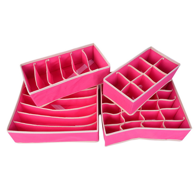 4PCS Storage Boxes Underwear Divider Drawer Lidded Closet Organizer Ropa Interior Organizador Ties