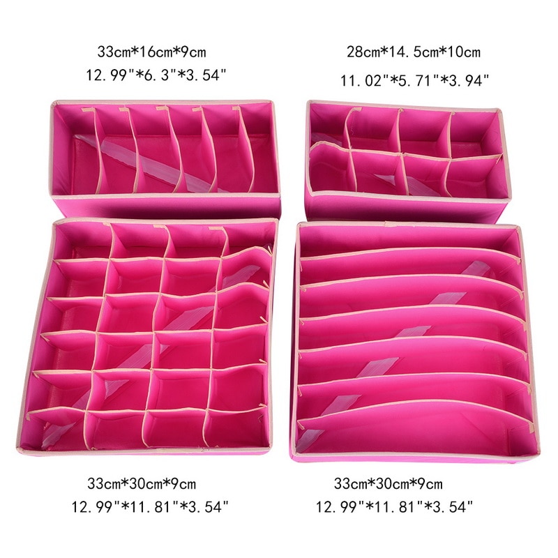 4PCS Storage Boxes Underwear Divider Drawer Lidded Closet Organizer Ropa Interior Organizador Ties