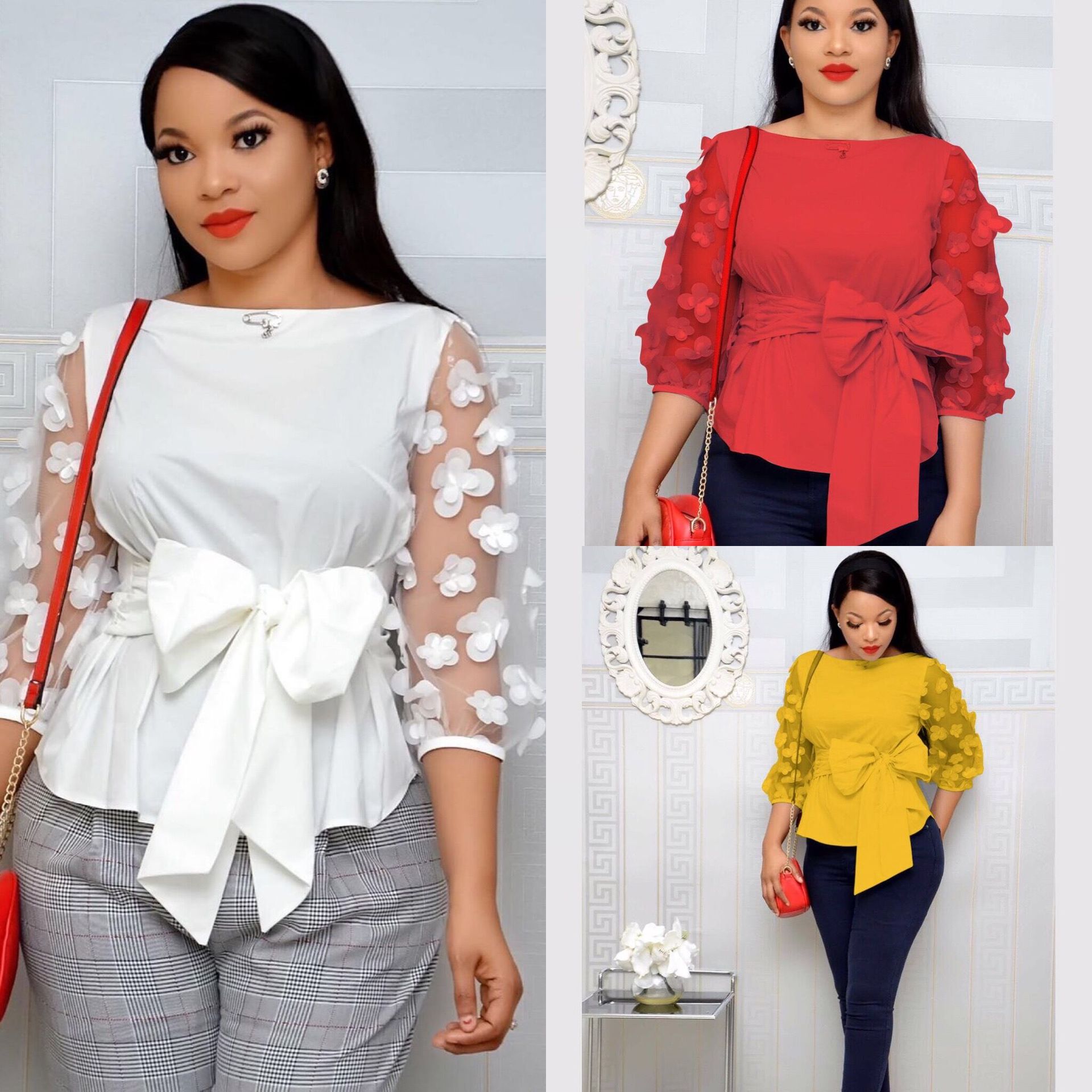 Dresses For Women Dashiki Clothes Mesh Bow Africa Dress Ladies Tops Clothing Ankara Plus Size