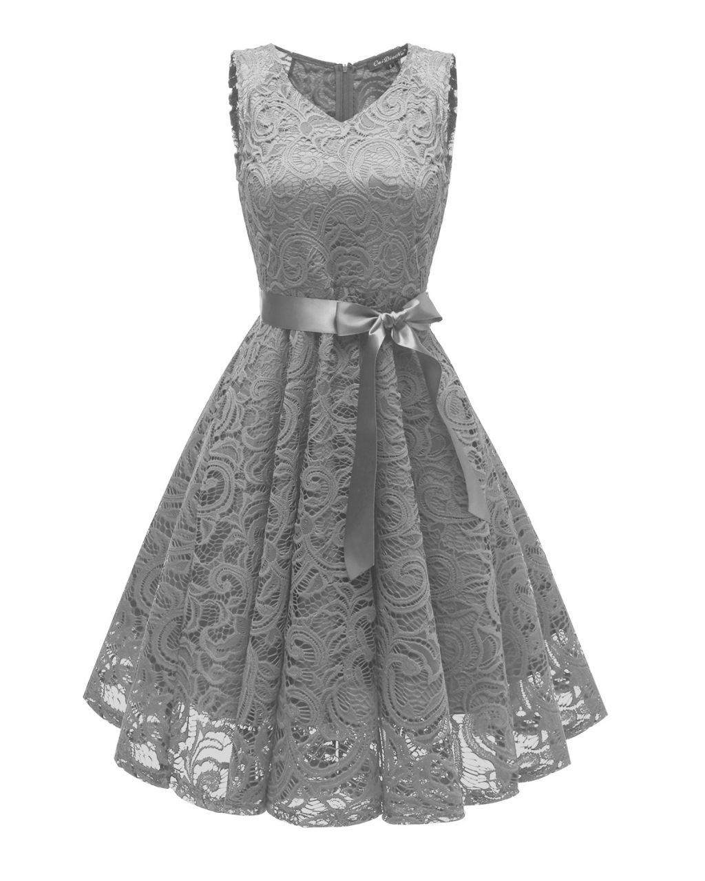 Lace Dress Knee Length Maroon