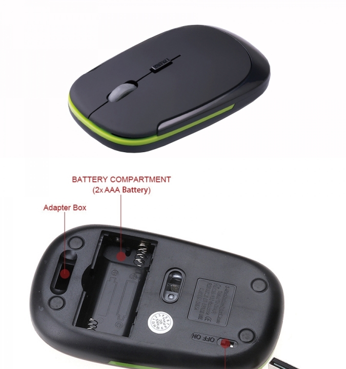 TECNO 3500Slim Wireless Mouse Optical Wheel Mice Computer Mouse With USB Receiver