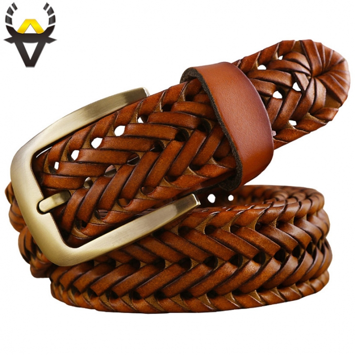 New Braided Belt Man Fashion Mens belts luxury genuine leather Good Cowskin straps men for Jeans