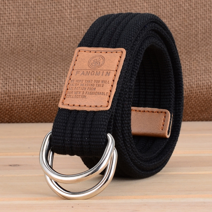 Men and women general canvas belt, leisure business jeans, double buckle belt, outdoor weaving