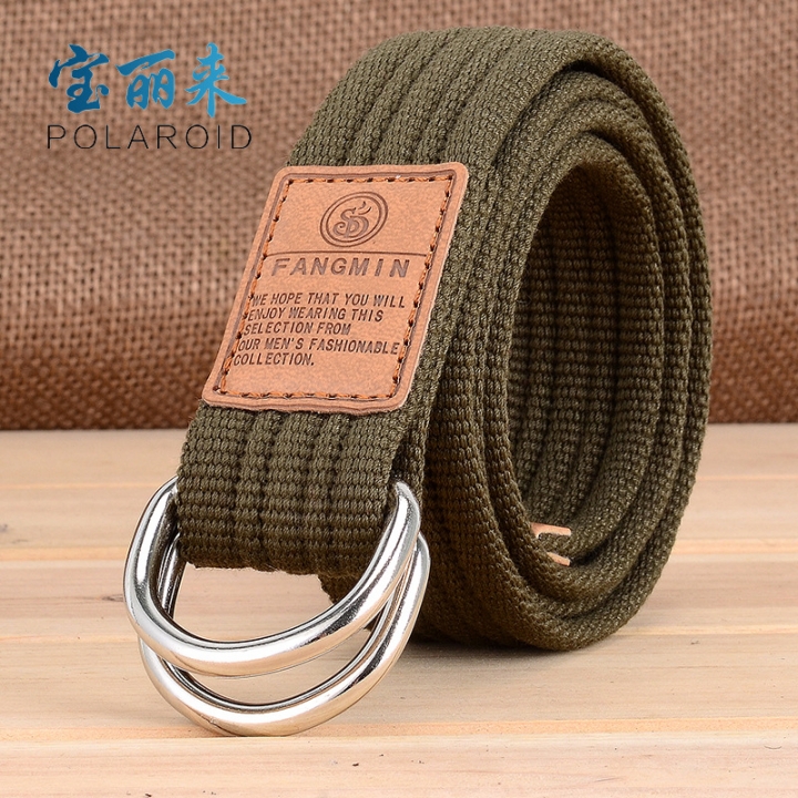 Men and women general canvas belt, leisure business jeans, double buckle belt, outdoor weaving