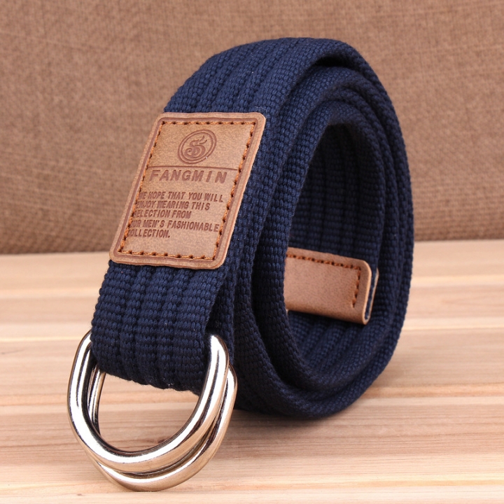 Men and women general canvas belt, leisure business jeans, double buckle belt, outdoor weaving