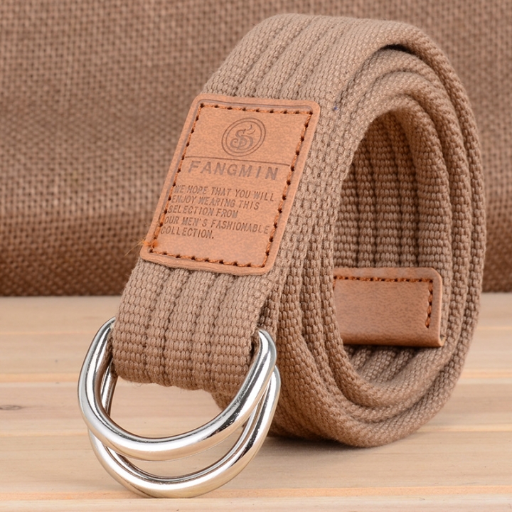 Men and women general canvas belt, leisure business jeans, double buckle belt, outdoor weaving