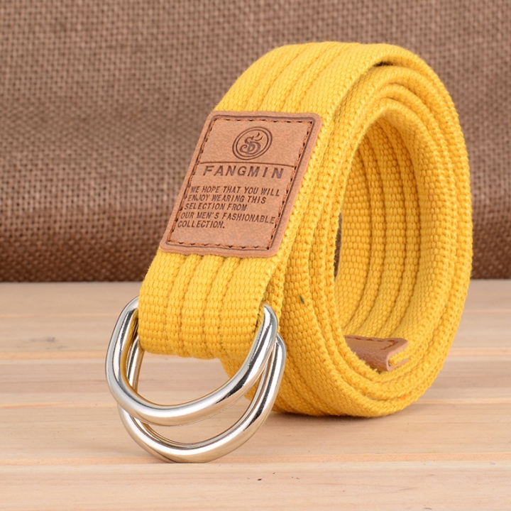 Men and women general canvas belt, leisure business jeans, double buckle belt, outdoor weaving