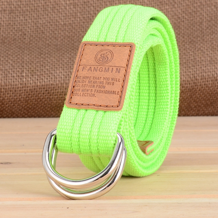 Men and women general canvas belt, leisure business jeans, double buckle belt, outdoor weaving