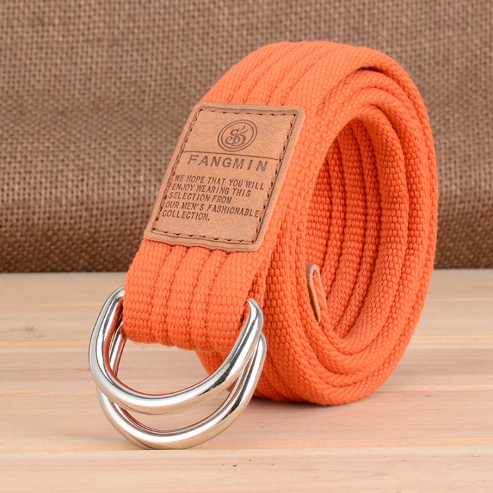Men and women general canvas belt, leisure business jeans, double buckle belt, outdoor weaving