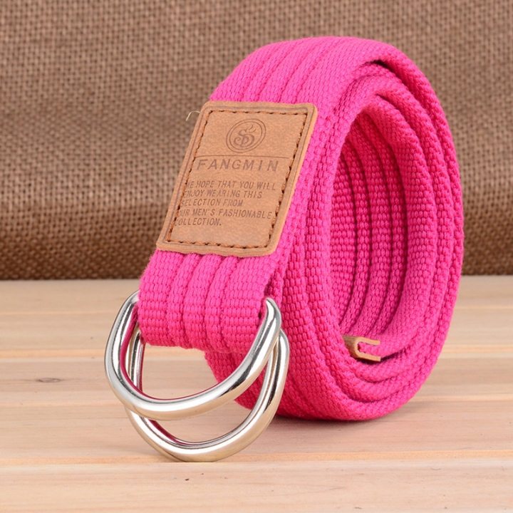Men and women general canvas belt, leisure business jeans, double buckle belt, outdoor weaving