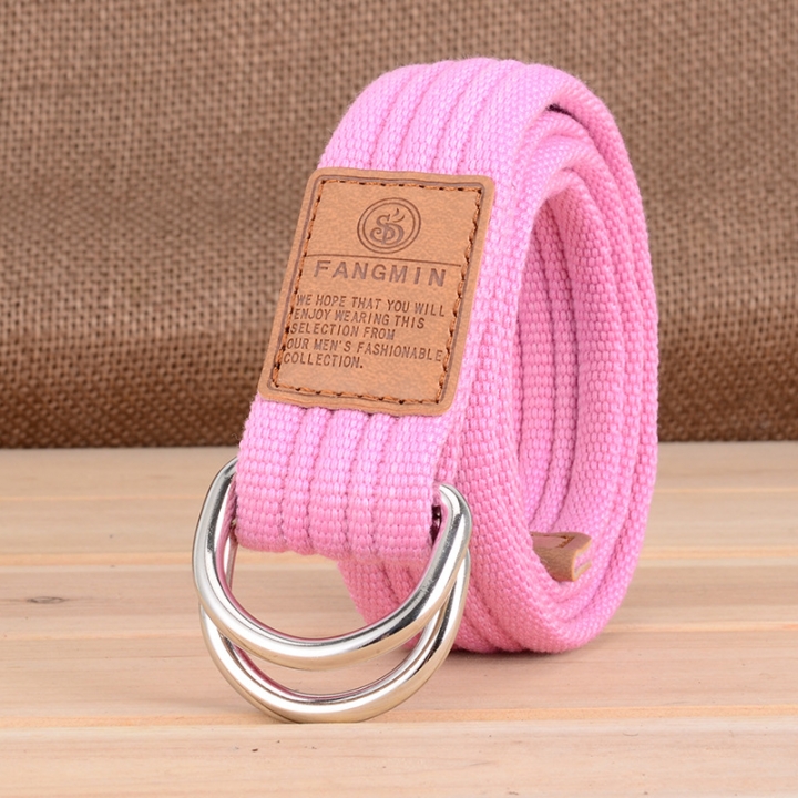 Men and women general canvas belt, leisure business jeans, double buckle belt, outdoor weaving
