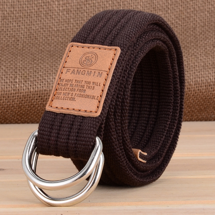Men and women general canvas belt, leisure business jeans, double buckle belt, outdoor weaving