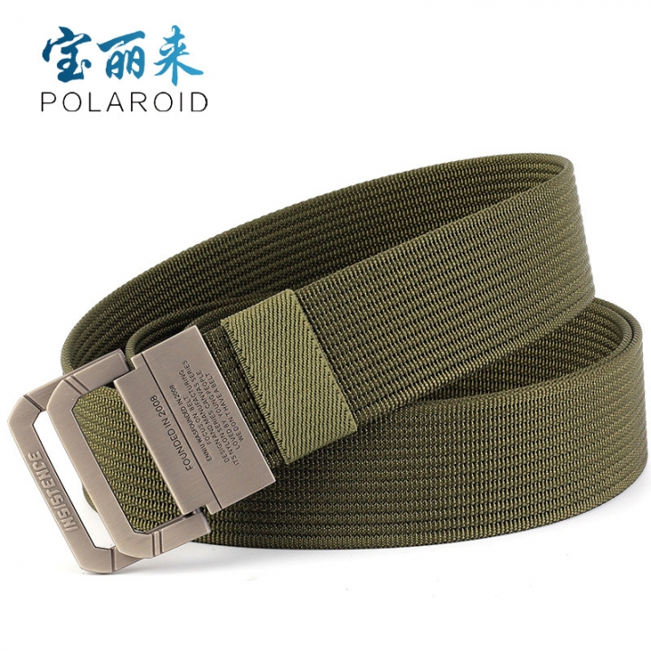 Tide canvas belt thirteen hole nylon belt male double buckle belt