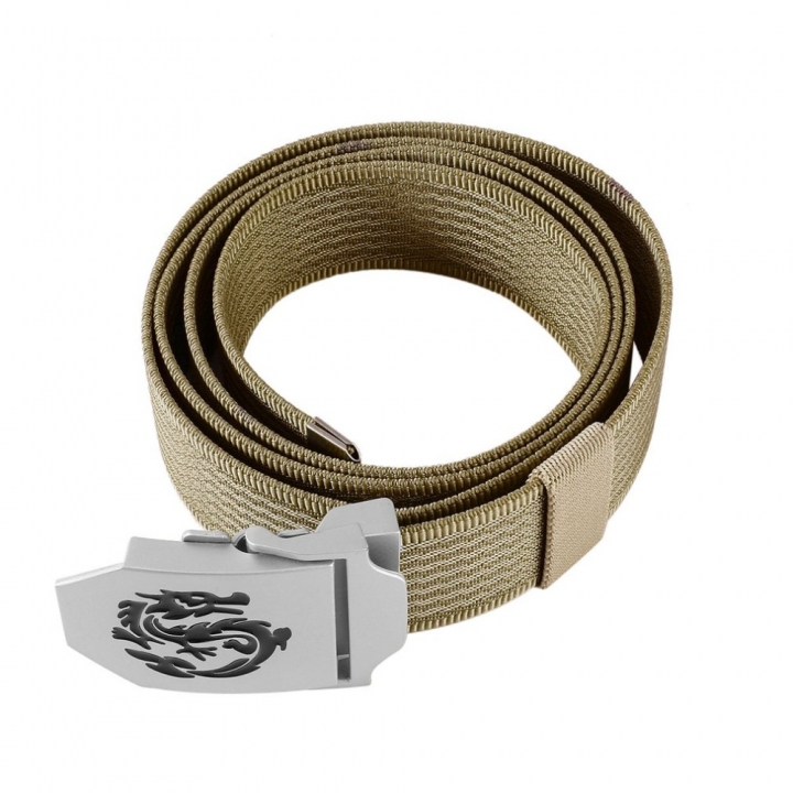 Men&apos;s Dragon Pattern Canvas Knitted Belt Automatic Buckle Men Belts Durable Tactical Military