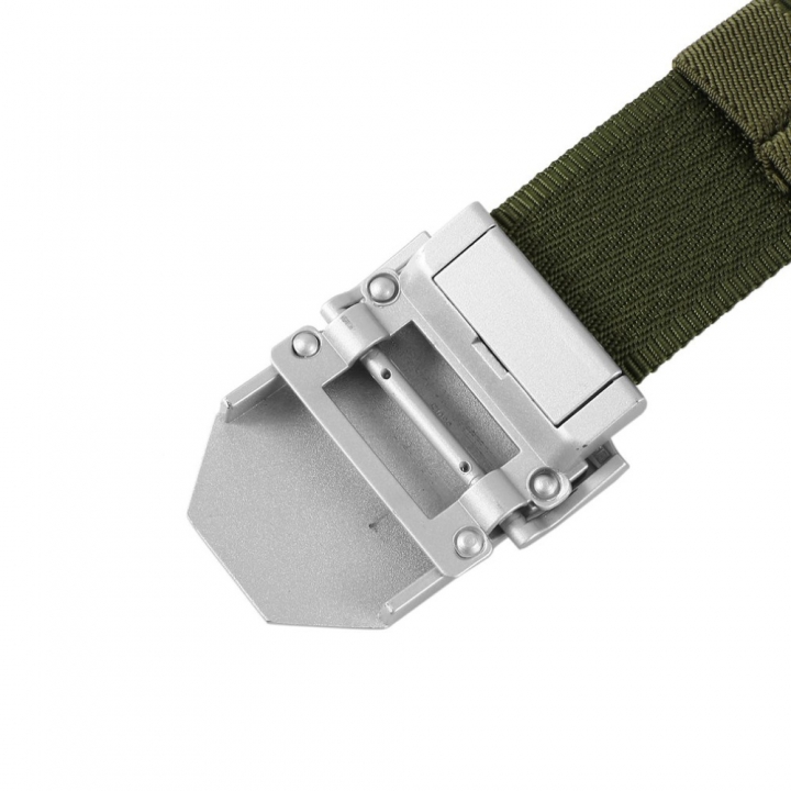 Men&apos;s Dragon Pattern Canvas Knitted Belt Automatic Buckle Men Belts Durable Tactical Military