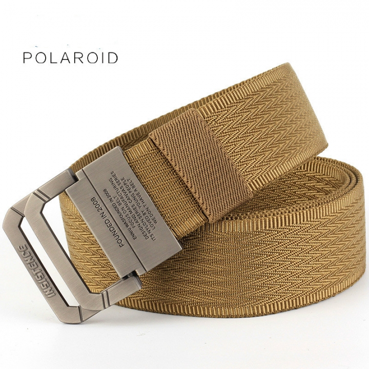 Men&apos;s double buckle belt, nylon canvas belt, youth tide canvas belt
