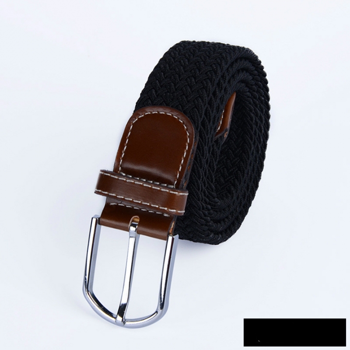 Men&apos;s canvas knitted waistband no holes elastic braided elastic belt pin leisurefashion wide women