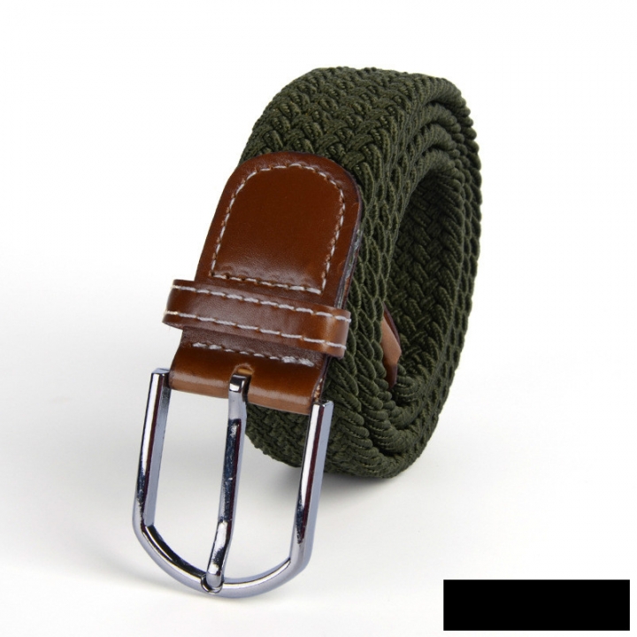 Men&apos;s canvas knitted waistband no holes elastic braided elastic belt pin leisurefashion wide women