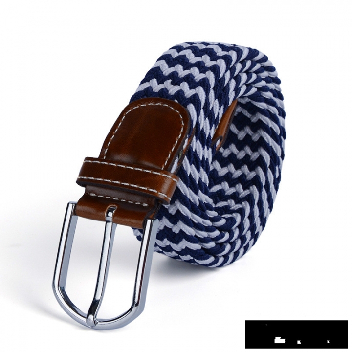 Men&apos;s canvas knitted waistband no holes elastic braided elastic belt pin leisurefashion wide women