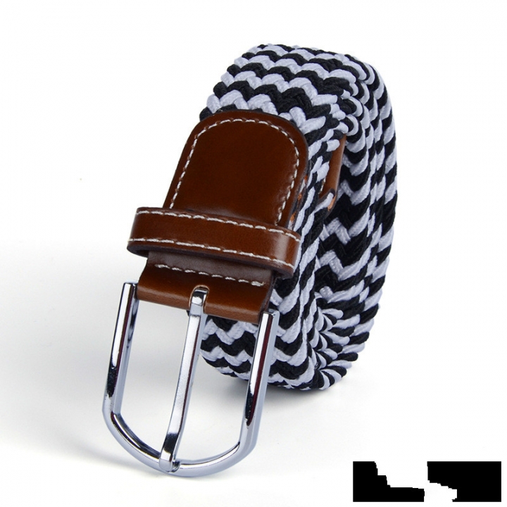 Men&apos;s canvas knitted waistband no holes elastic braided elastic belt pin leisurefashion wide women