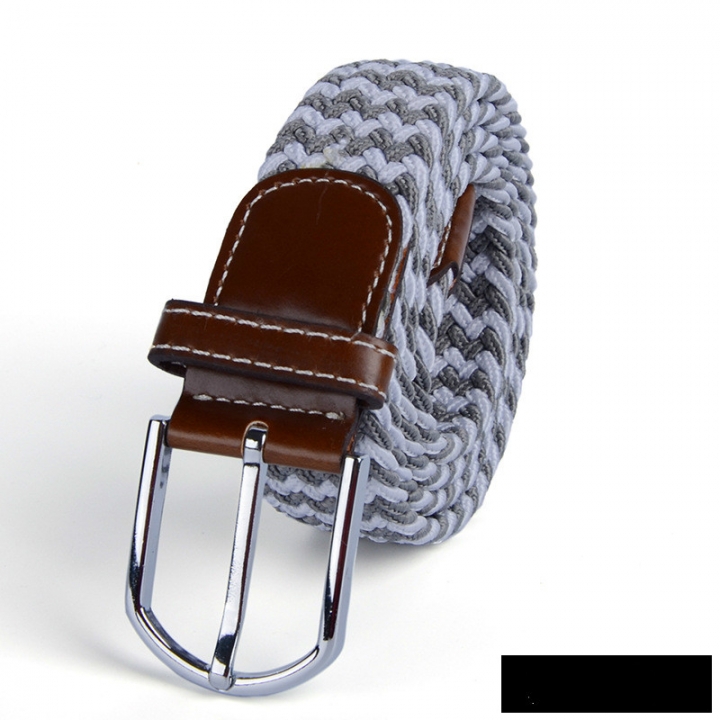 Men&apos;s canvas knitted waistband no holes elastic braided elastic belt pin leisurefashion wide women
