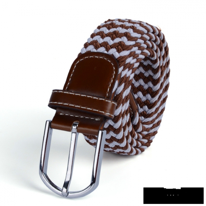 Men&apos;s canvas knitted waistband no holes elastic braided elastic belt pin leisurefashion wide women