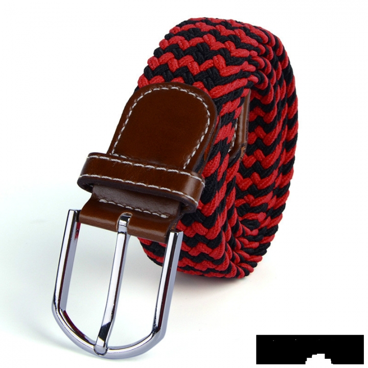 Men&apos;s canvas knitted waistband no holes elastic braided elastic belt pin leisurefashion wide women