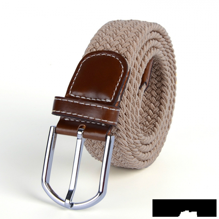 Men&apos;s canvas knitted waistband no holes elastic braided elastic belt pin leisurefashion wide women