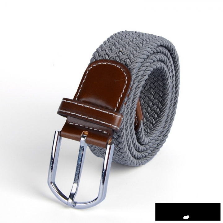 Men&apos;s canvas knitted waistband no holes elastic braided elastic belt pin leisurefashion wide women