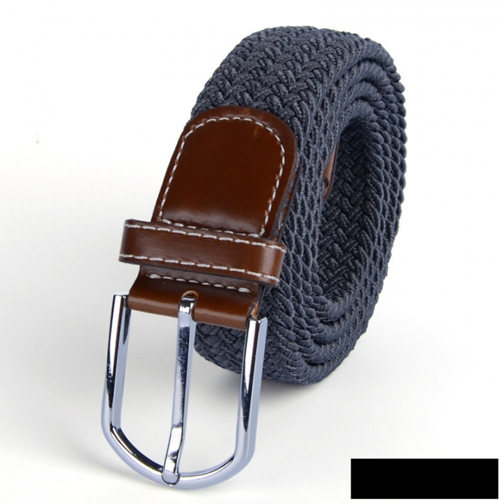 Men&apos;s canvas knitted waistband no holes elastic braided elastic belt pin leisurefashion wide women