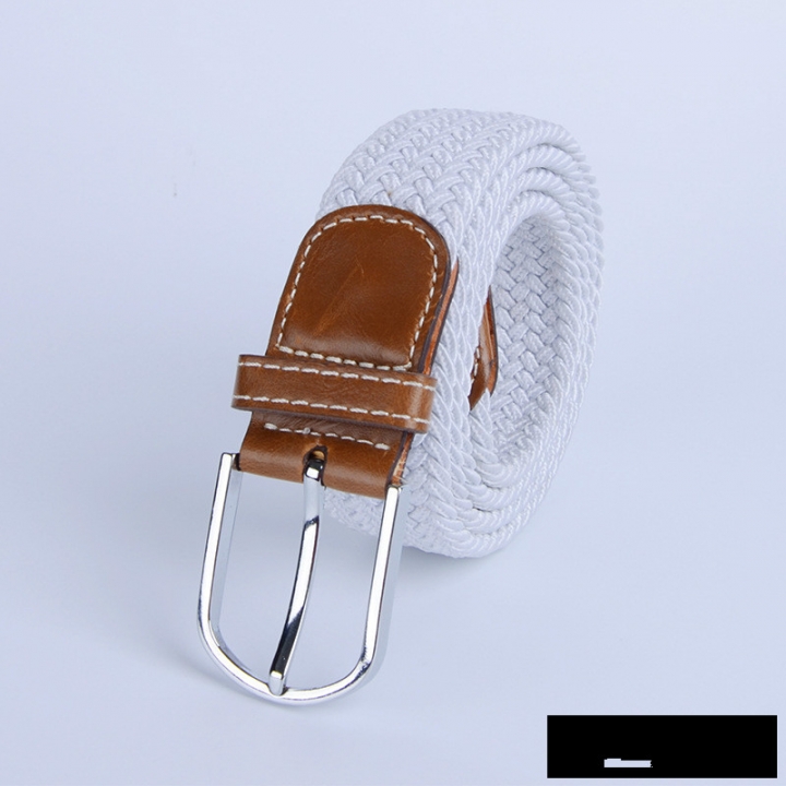 Men&apos;s canvas knitted waistband no holes elastic braided elastic belt pin leisurefashion wide women