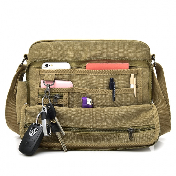 canvas bag, men&apos;s bag shoulder bag men&apos;s leisure bag, Korean version satchel multi-function iPad