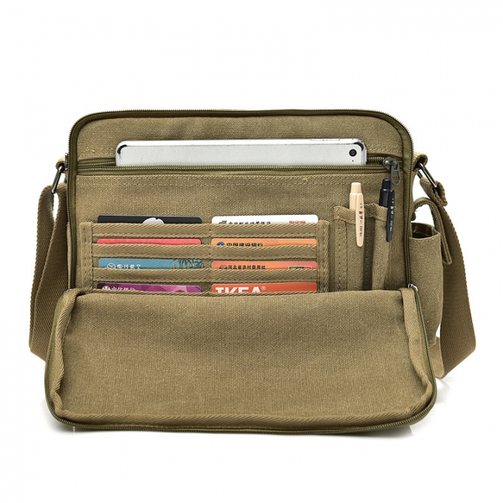 canvas bag, men&apos;s bag shoulder bag men&apos;s leisure bag, Korean version satchel multi-function iPad