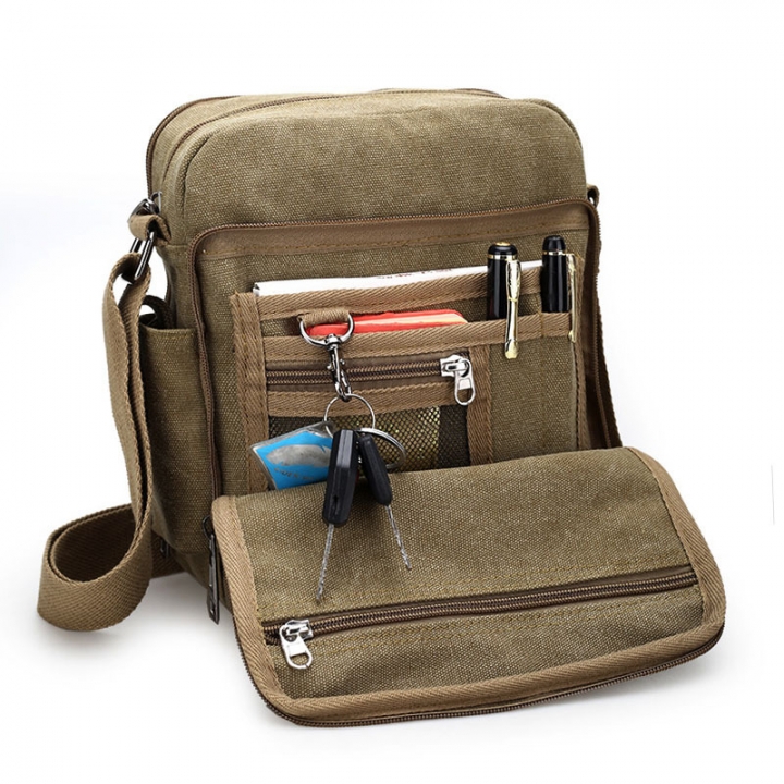 New Retro canvas men&apos;s bag men&apos;s leisure bag multi function men&apos;s single shoulder bag D6663-S