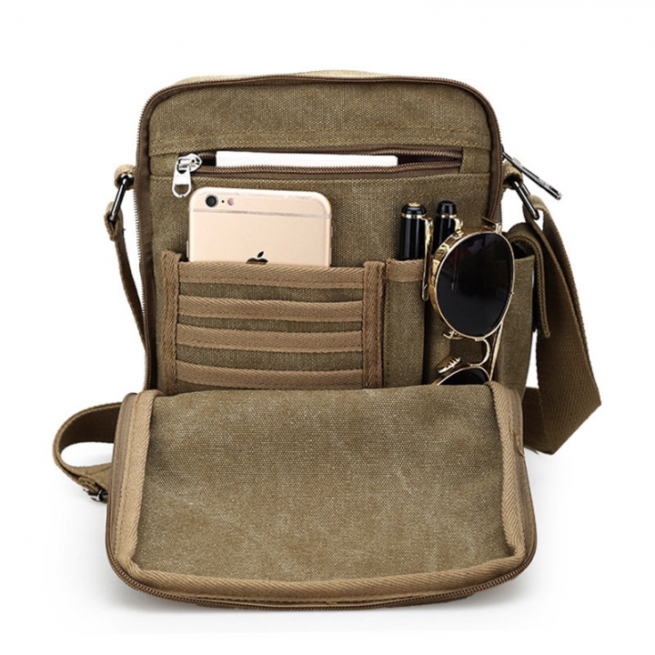 New Retro canvas men&apos;s bag men&apos;s leisure bag multi function men&apos;s single shoulder bag D6663-S