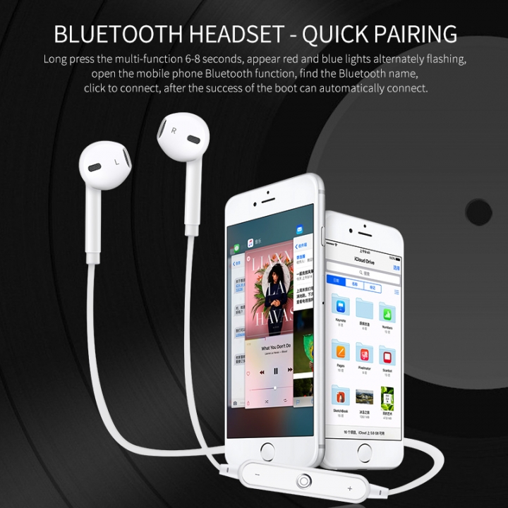 S6 Wireless Bluetooth Earphone HandsFree Headset HIFI Sports Stereo Earpieces Earbuds Headphone